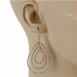 Rhinestones Teardrop Long Earring