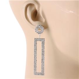 Rhinestones Rectangle Long Earring