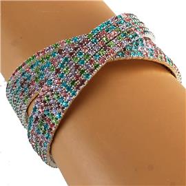 "Rhinestones "X" Multi Color Bangle"