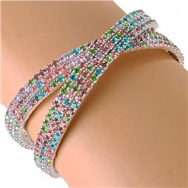 "Rhinestones "X" Multi Color Bangle"