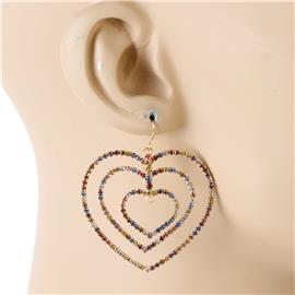 Rhinestones Heart Dangling Earring