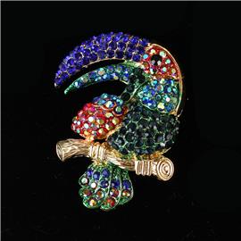 Crystal Parrot Brooch