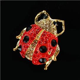 Crystal Lady Bug Brooch