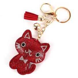 Rhinestones Kitty Key Chain