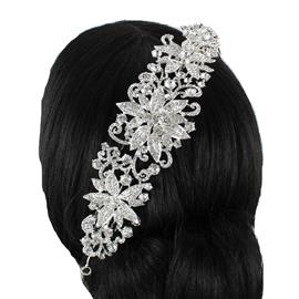 Crystal Leaves Flower Long Hair Comb / Multi-Uses