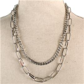 Metal Oval Chain Necklace