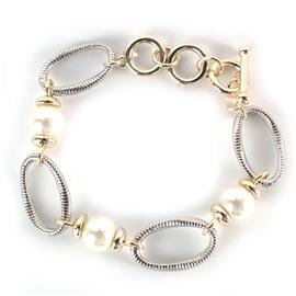 Rhodium Oval Chain Bracelet