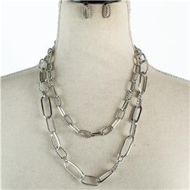 Metal Oval Chain Necklace Set