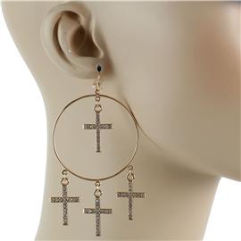 Metal Charms Cross Earring