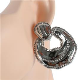 Metal Dangling Round Clip-On Earring