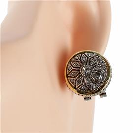 Rhodium CZ Round Flower Earring