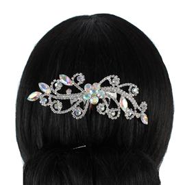 Rhinestones Swirl Flower Hair Comb