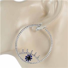 Rhinestones Evil Eye Hoop Earring