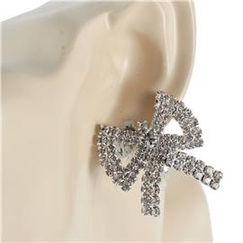 Rhinestones Bow Clip-On Earring