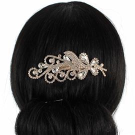 Rhinestones Swirl Round Hair Comb