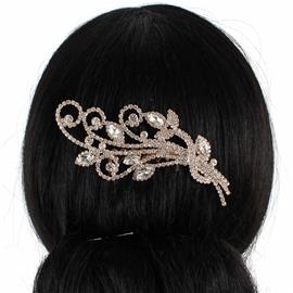 Rhinestones Swirl Leaves Hair Comb