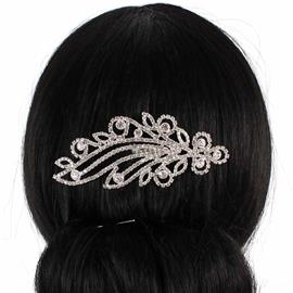 Rhinestones Leaves Hair Comb