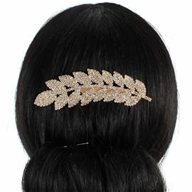 Rhinestones Leaf Hair Comb