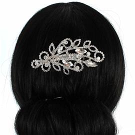 Rhinestones Leaves Hair Comb