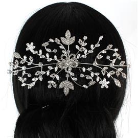 CZ Rhinestones Flower Hair Comb