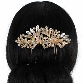 Metal Crystal Flower Hair Comb