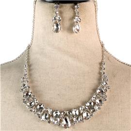 Crystal Teardrop Necklace Set