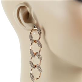 Rhinestones Metal Chain Earring