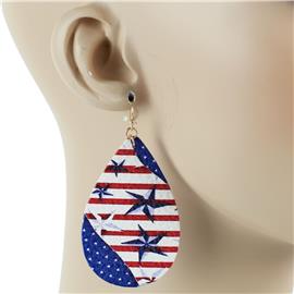 Fashion Faux leather Tear USA Earring