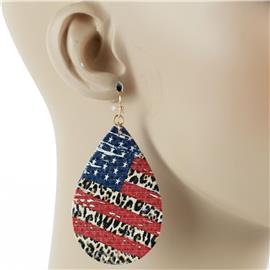 Fashion Faux leather Tear USA Earring