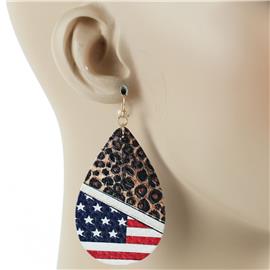 Fashion Faux leather Tear USA Earring