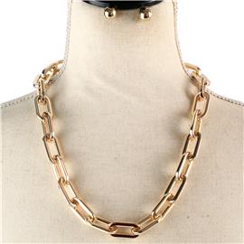 Metal Open Link Nekclace Set