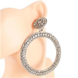 Rhinestone Round Clip On Earring