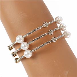 Pearl Rhinestones Cuff Bangle