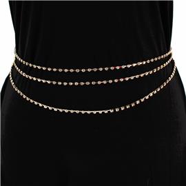 3 Line Rhinestones Belt