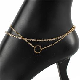 2 Layers Rhinestones Anklet