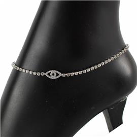 Evil Eyes Rhinestones Anklet