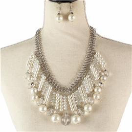 Pearl Crystal Necklace Set