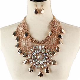 Crystal Chunky Necklace Set