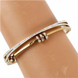 Stainless Steel Cubic Zirconia Bangle