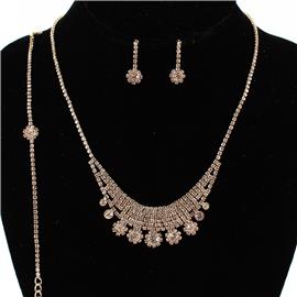 Rhinestones 3 pc Necklace Set