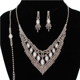 Rhinestones 3 pc Necklace Set