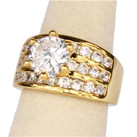 Size 6 CZ 3 Lines Round Wedding Ring