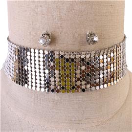 Mesh Choker Necklace Set