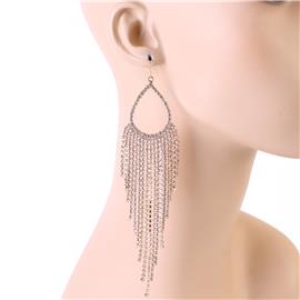 Rhinestones Tear Fringed Earring