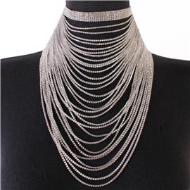 Rhinestones Multilayereds Choker Necklace