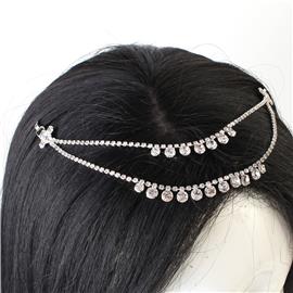 Rhinestone Round Drop Hair Chain