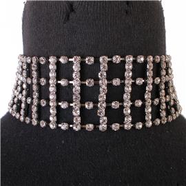 Rhinestones Square Choker Necklace