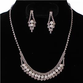 JR Pearl Rhinestones Necklace Set