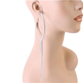 Rhinestones Fringed Hoop Earring