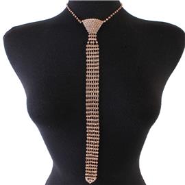 Rhinestones Long Tie Necklace